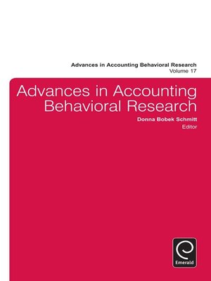 cover image of Advances in Accounting Behavioral Research, Volume 17